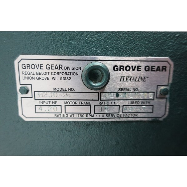 Grove Gear FLEXALINE RIGHT ANGLE GEAR REDUCER 4.20HP 15:1 H230-2 - main