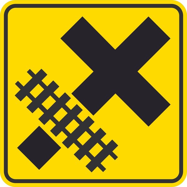 Lyle W10-2, Crossroad With Tracks Symbol, 24x24, Diamond Grade, Yellow G-12621-DG_24x24 - main