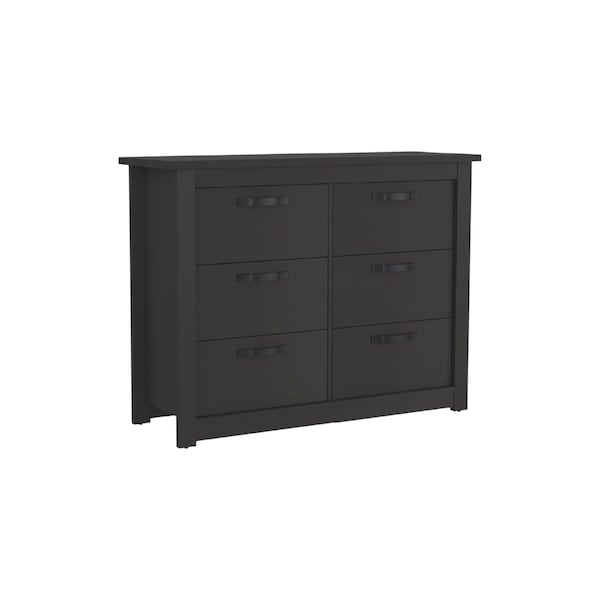 Homeroots 36" Black Wood Six Drawer Double Dresser 534965 - main