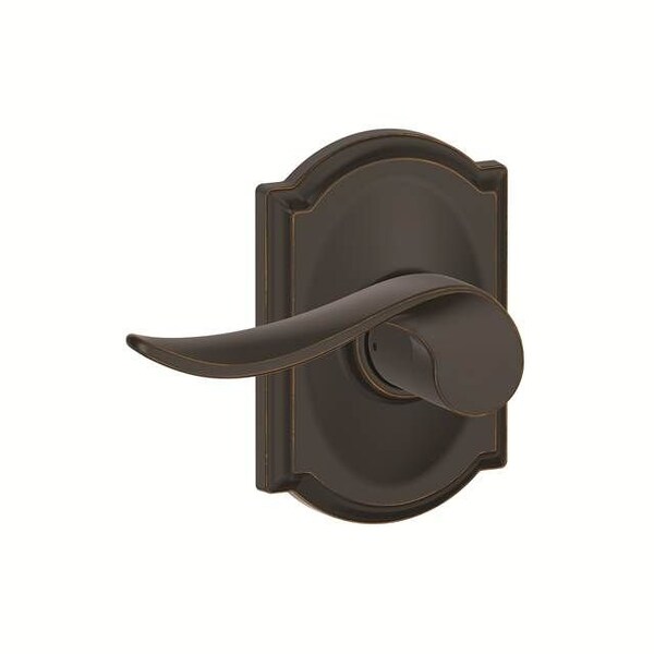 Schlage Residential Left Hand Sacramento Lever with Camelot Rose Half Dummy Aged Bronze Finish F170SAC716CAMLH - main