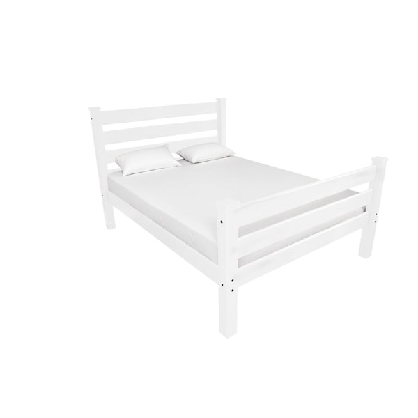 Homeroots White Solid Wood Full Bed Frame 546960 - main