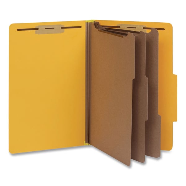 Pendaflex HD Pressboard Folder, 2/5-Cut Tab, Expands 3", 3 Dividers, 8 Fasteners, Legal, Yellow, 10PK 1006946 - main