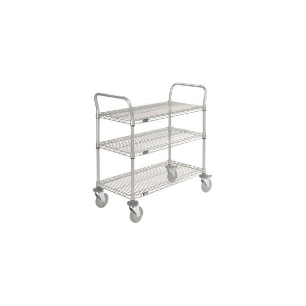 Global Equipment Nexel Utility Cart, 3 Shelf, Nexelate , 36"L x 21"W x 39"H, Polyurethane Brake Casters 2136P3EPB - main