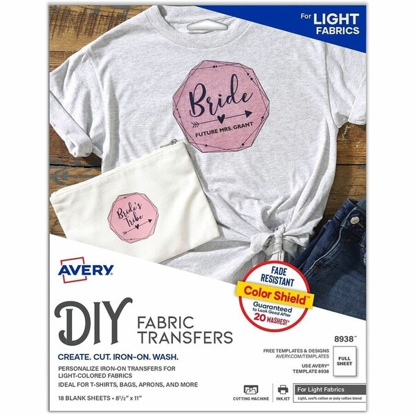 Avery Heat Transfer Paper for Light Fabrics, 8 8938 - main