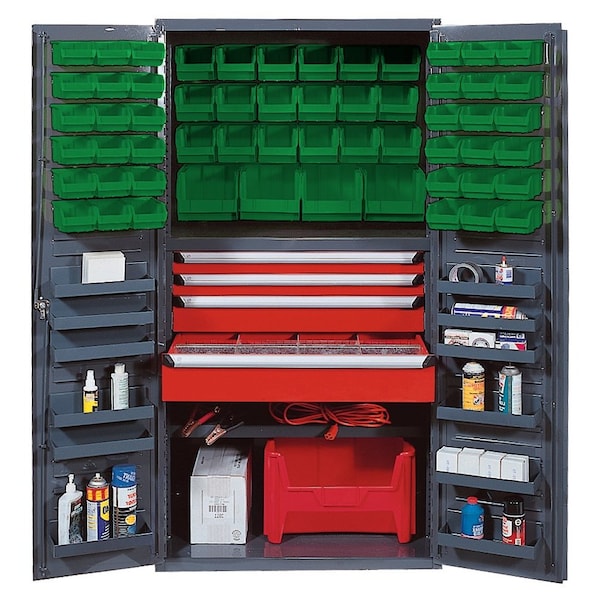 Quantum Storage Systems STORAGE CABINET W/58 GREEN BINS QSC-3672-4DGN - main
