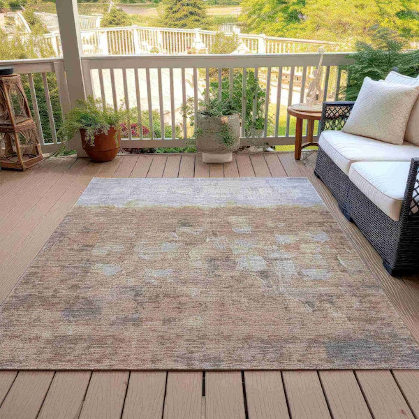 Homeroots 8' X 10' Taupe And Silver Abstract Washable Indoor Outdoor Area Rug 632104 - main