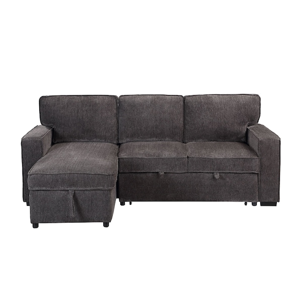 Homeroots 92" Dark Gray Upholstered Sleeper USB Sleeper Sofa With Toss Pillow 559225 - main