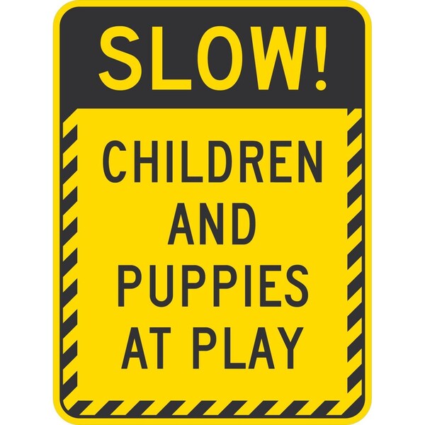 Lyle Slow! Children And Puppies At Play, 18x24, Non-Reflective, Yellow G-11219-NA_18x24 - main