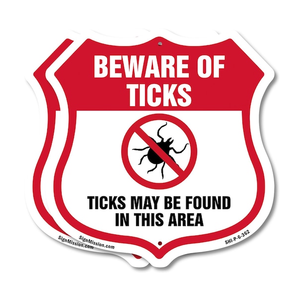 Signmission Beware Of Ticks Shield Sign Ticks May Be, 6 inch X 6 inch, Plastic Sign, 2PK SHI-P-2PACK-6-362 - main