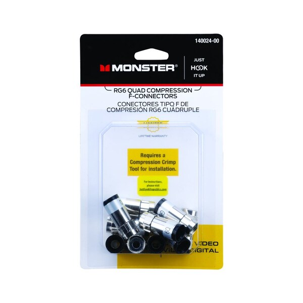 Monster Cable Just Hook It Up Compression RG6 Quad Compression Connector, 10PK 140024-00 - main