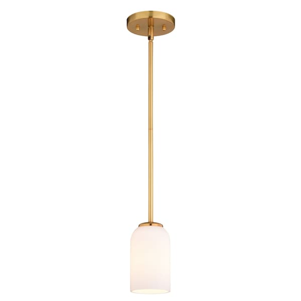 Vaxcel Shelby Gold Brass Transitional Mini Pendant Ceiling Light White Glass P0427 - main