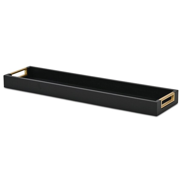 Homeroots 24in Black Solid Wood Handmade Vanity Tray With Handles 713538 - main