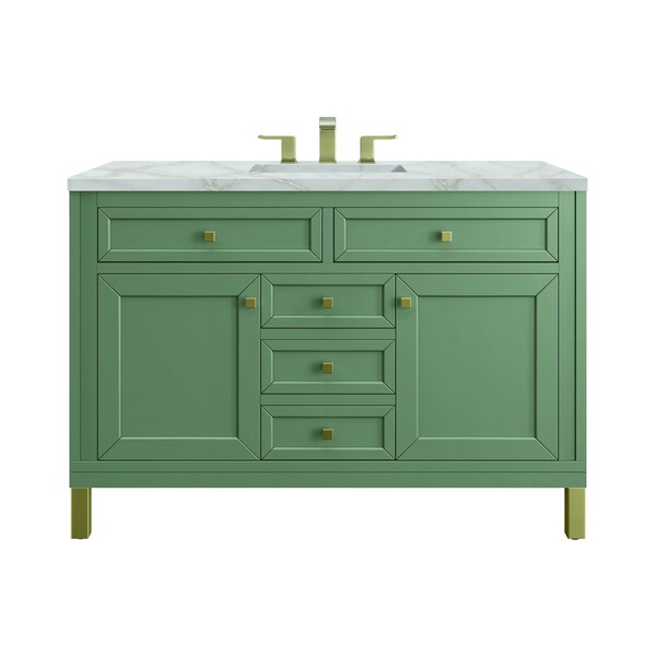 James Martin Vanities Chicago 48'' S Vanity, Smokey Celadon, w/ Victorian Sil Silestone Top w/FreePower Wireless Charger 503-V48-SC-FVSL - main