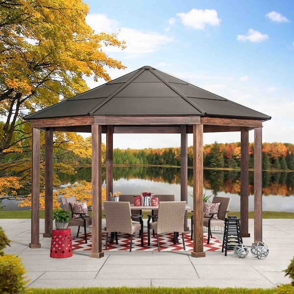 Sunjoy 15ft. x 15ft. Daybreak Octagon Hard Top Gazebo A102009800 - main