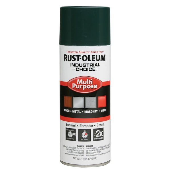 Rust-Oleum Spray Paint, Hunter Green, Gloss, Solvent, 12 oz 1638830 - main