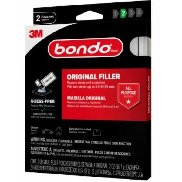 Bondo Original Filler Ready Mix, 2 oz Pouch, Liquid Filler, Paste Hardener, 2PK OR-2PK-ES - main