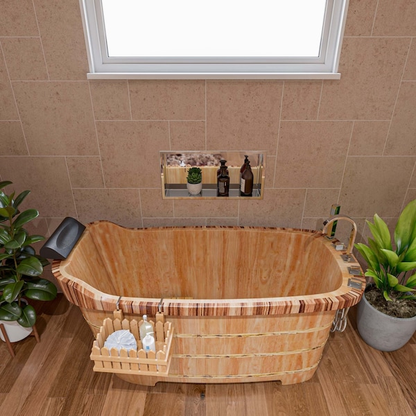 Alfi Brand 59" Free Standing Wooden Bathtub W/ Chrome Tub Filler AB1148 - main