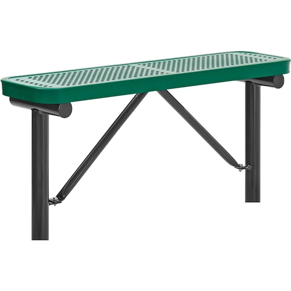 Global Industrial 4' Outdoor Steel Flat Bench, Perforated Metal, In Ground Mount, Green 695742IGN - main