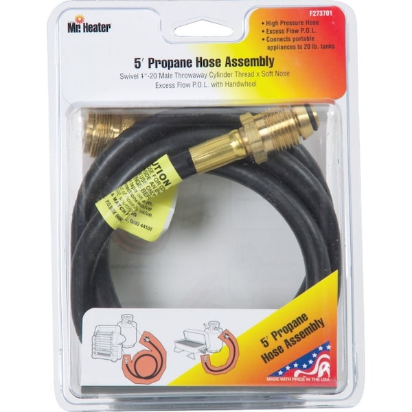 Mr. Heater 5 'xSwivel 1 In.-20 Male Throwaway Cylinder Buddy LP Hose Assembly F273701 - main