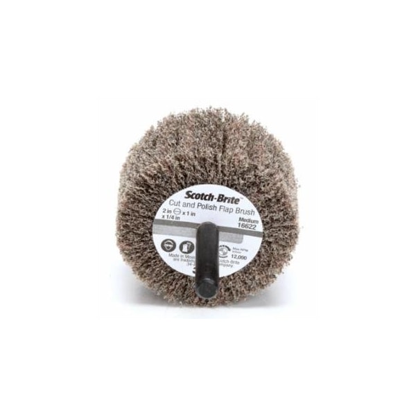 Scotch-Brite Cut and Polish Flap Brush, 2 in x 1/4 in, Medium, Aluminum Oxide, 12000 rpm 405-048011-16622 - main