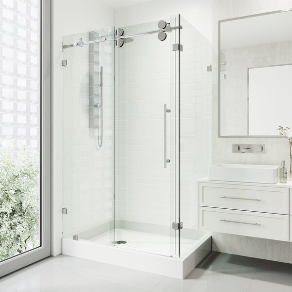 Vigo 36 in. L x 48 in. W x 79 in. H Frameless Sliding Rectangle Shower Enclosure Kit in Chrome VG6051CHCL48WL - main