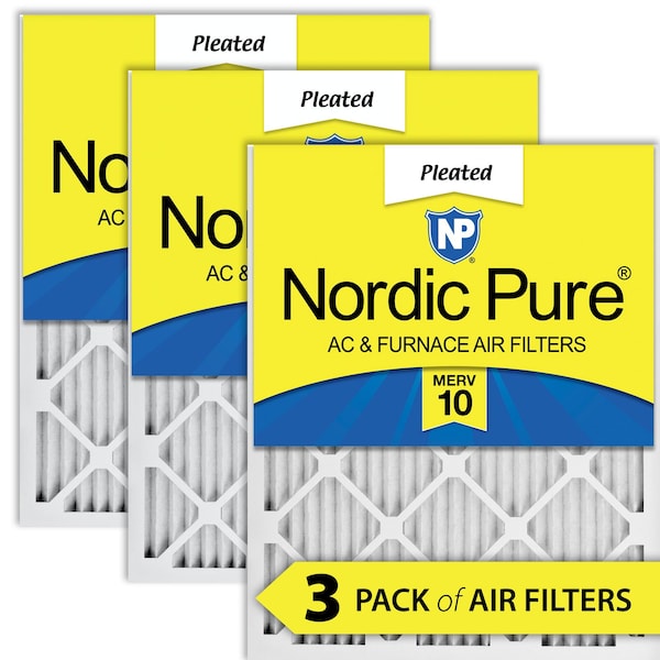Nordic Pure 20x25x1 Pleated Air Filter, High Capacity, Electrostatically Charged Synthetic Media, MERV 10, 3 PK 20x25x1M10-3 - main
