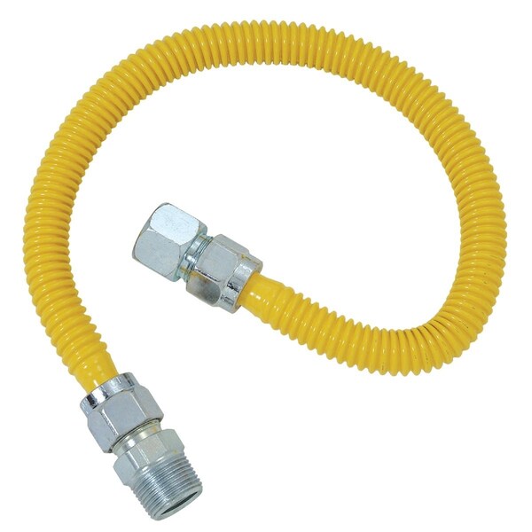 Dormont 5/8'' OD x 48'' Coated Stainless Steel Gas Connector 3/4'' FIP x 3/4'' MIP, Tapped 1/2'' FIP 30C-4142-48B - main
