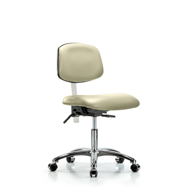 Blue Ridge Ergonomics Clean Room Chair Desk Chair, Vinyl, Chrm, Casters, Wht, CL100, No Arms, 18" to 23" Height, Vinyl BR-NCR-VDHCH-CR-T0-A0-CC-8501 - main
