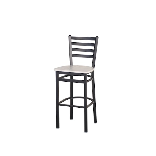 Bfm Seating Lima Ladder Back Barstool - Antique Wash Relic Seat - Steel Frame - Sand Black Finish 2160BAWR-SB - main