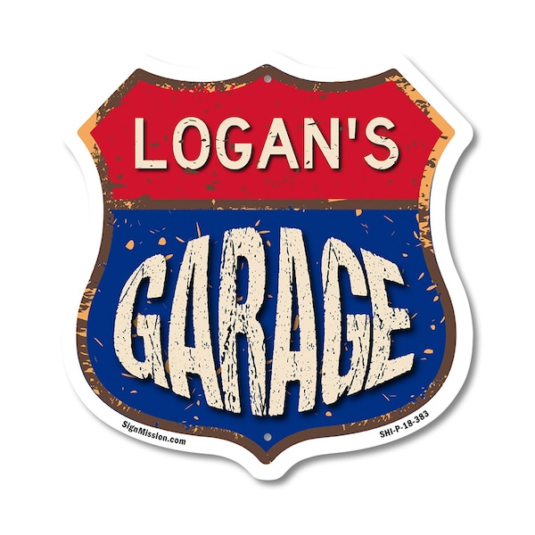 Signmission Logan's Garage, 18 Inch X 18 Inch, Plastic Sign SHI-P-18-383-LOGAN - main