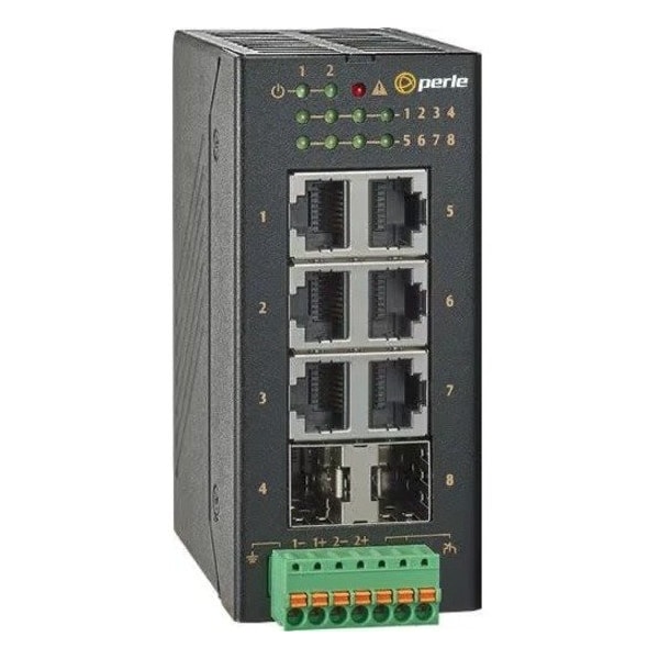 Perle Systems 2SFP-XT Industrial Switch with 8-ports: 6 x 10/100Mbps RJ45 Ethernet ports and 2 x 100Mbps SFP slots 07017500 - main