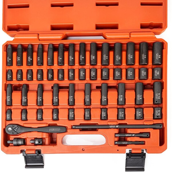 Neiko 0.25 in Dr. Impact Socket Set, Metric & SAE, Deep & Shallow 02437A - main