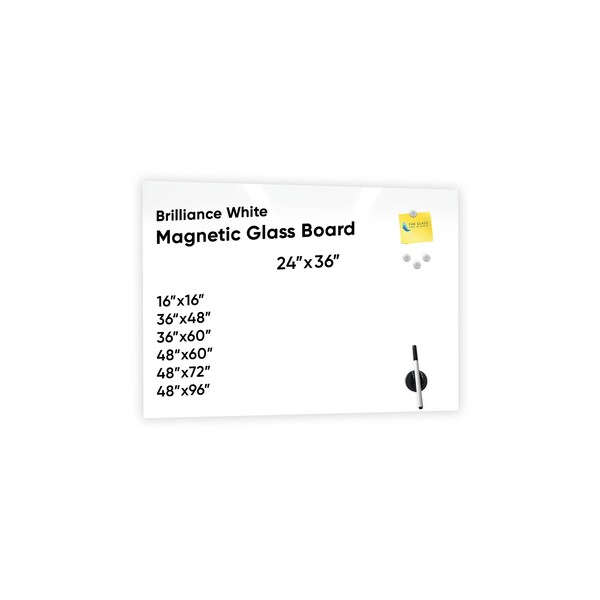 Fab Glass And Mirror Magnetic White Glass Dry Erase Board 36in. x 24in. | Tempered, Frameless Floating Design with MB24x36-SB601 - main