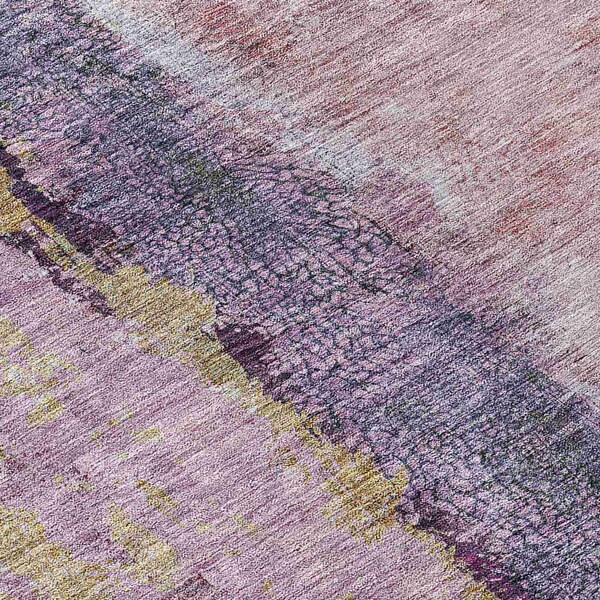 Homeroots 8' Blush Pink And Purple Round Abstract Washable Indoor Outdoor Area Rug 578018 - main