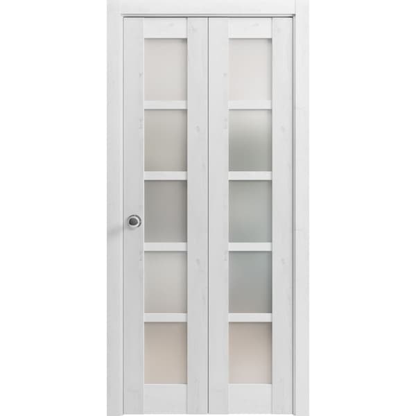 Sartodoors Sliding Closet Bi-fold Doors White Solid Core Modern Interior QUADRO4002BF-NOR-48 x 80 (2* 24x80) - main
