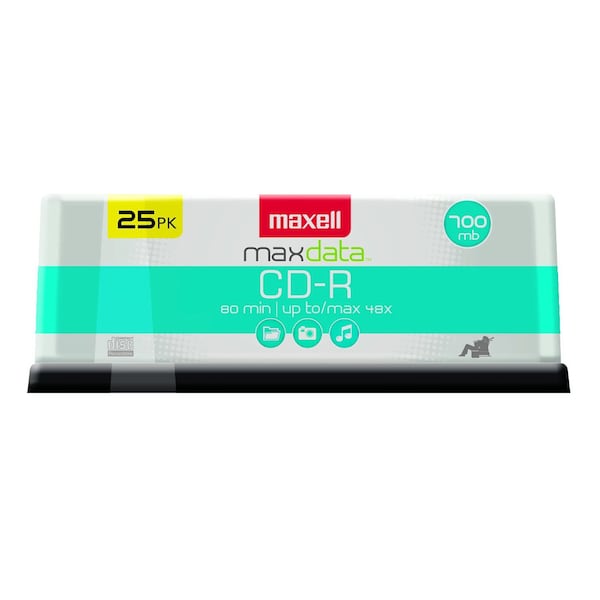 Maxell CD-R700 CD-R WRITE ONCE 700MB/UP TO 80MIN RECORDING 25PK SPINDLE, 25PK 648445 - main