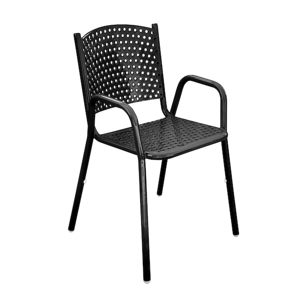 Leisure Craft 31 5/8" Tall Dining Height Stackable Perforated Chair, Black C1-PERF-BLACK - main