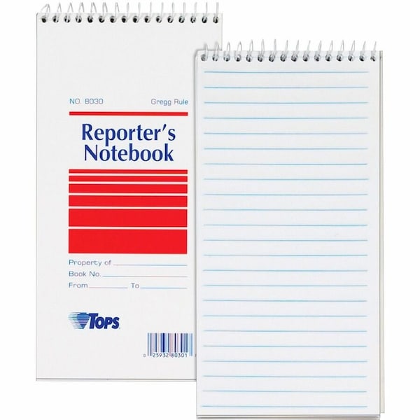 Tops 8030 Reporter Notebook Gregg Rule 4 x 8 White 12 70-Sheet Pads Pack 8030 - main