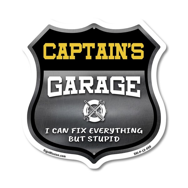 Signmission Captain's Garage I Can Fix Everything But Stupid, 12 Inch X 12 Inch, Plastic Sign SHI-P-12-490-CAPTAIN - main