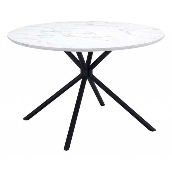Homeroots 47" White And Black Rounded Steel Dining Table 394610 - main