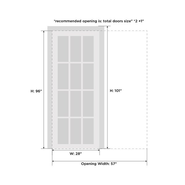 Sartodoors Pocket Interior Door, 28" x 96", White QUADRO4055PD-WS-2896 - main