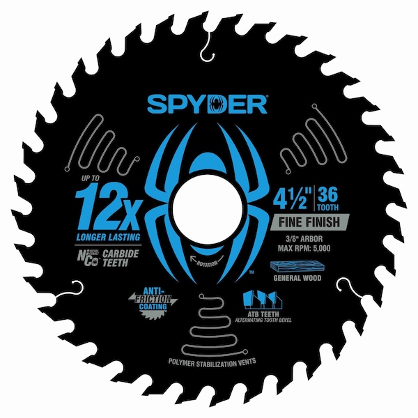Spyder 4-1/2-Inch 36-Tooth Fine Finish Saw Blade for Wood 13097 - main
