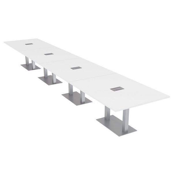 Skutchi Designs Rectangle Conference Table With Power, 48 in W, 240 in L, White HAR-REC-48X240-DOU-W960-ESIL - main