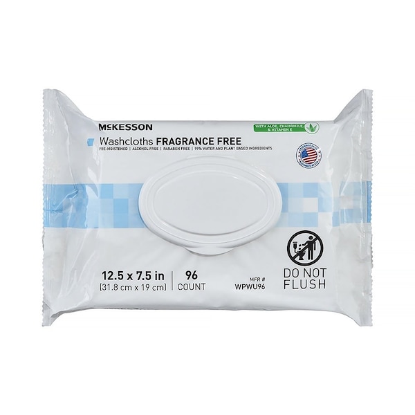 Mckesson Fragrance Free Washcloths, Non-Sterile, 576PK WPWU96 - main