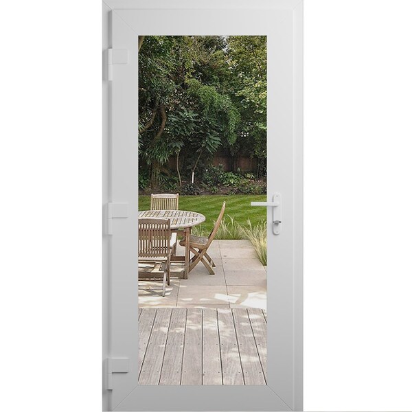 Vdomdoors Front Exterior Prehung Metal-Plastic Door Clear Glass / MANUX 8666 White Silk / Office Commercial a MANUX8666EXD-WS-W36xH80-RH-I - main