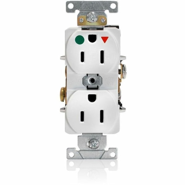 Leviton Straight Blade Receptacle, 5-15R, 15 A, 125V AC, 2 Pole, 3 Wire, Flush Mount, Single, White 8200-IGW - main