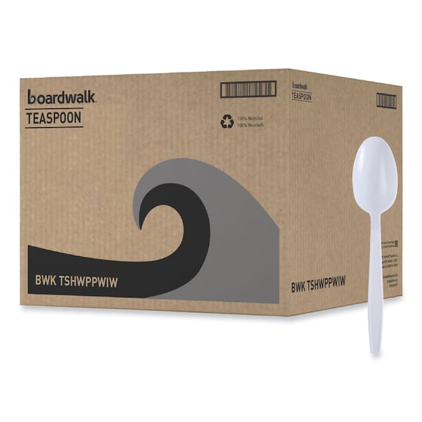 Boardwalk Heavyweight Wrapped Polypropylene Cutlery, Spoon, Plastic, White, 1000PK BWKTSHWPPWIW - main