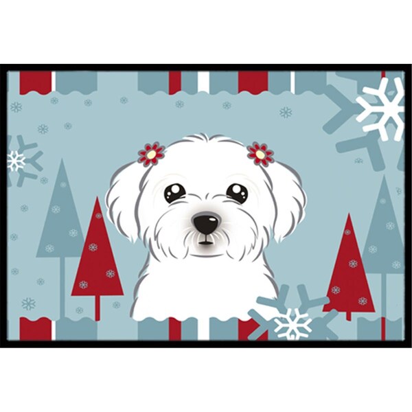 Carolines Treasures BB1704MAT Winter Holiday Maltese Indoor & Outdoor Mat, 18 x 27 in. BB1704MAT - main
