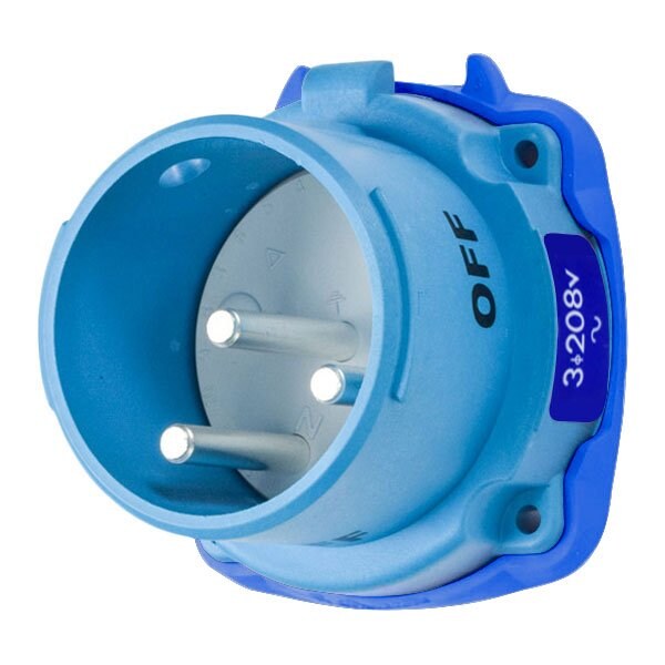 Meltric DSDC3 INLET POLY BLUE SIZE 3 TYPE 3R 2P+G 30 A 250 VDC 33-38209 - main