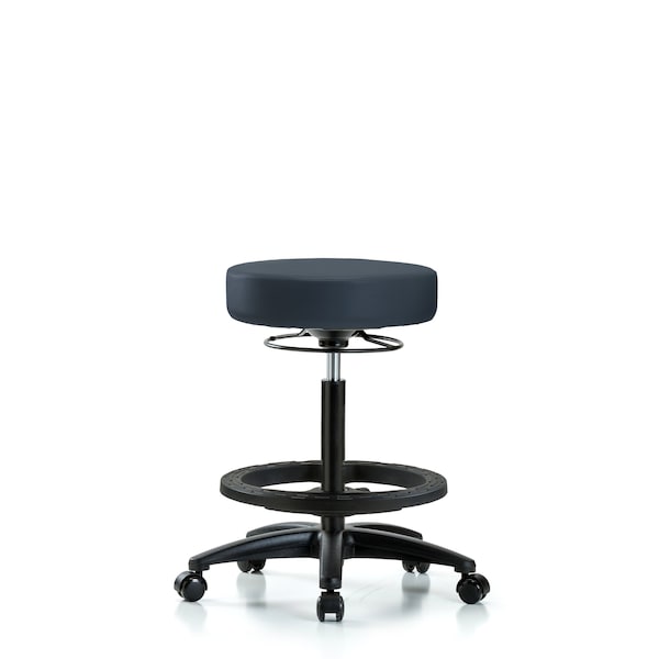 Blue Ridge Ergonomics Bench Stool, Hi, Vinyl, BF, Casters, Nav BR-VHBSO-RG-BF-RC-8582 - main